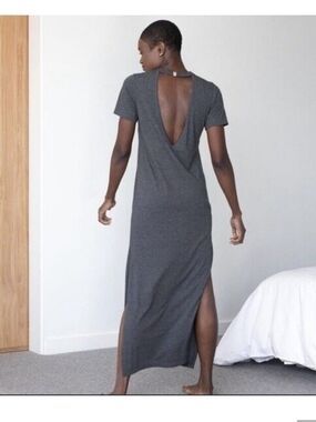 lunya Charcoal Gray Open-Back Maxi Dress